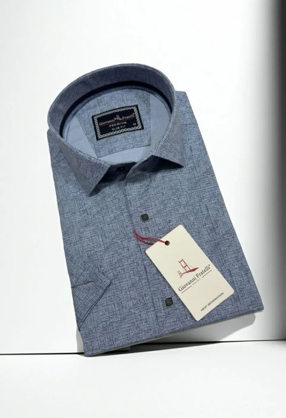 Slim Fit Kısa Kol Desenli Erkek Gömlek 3GMK321136005