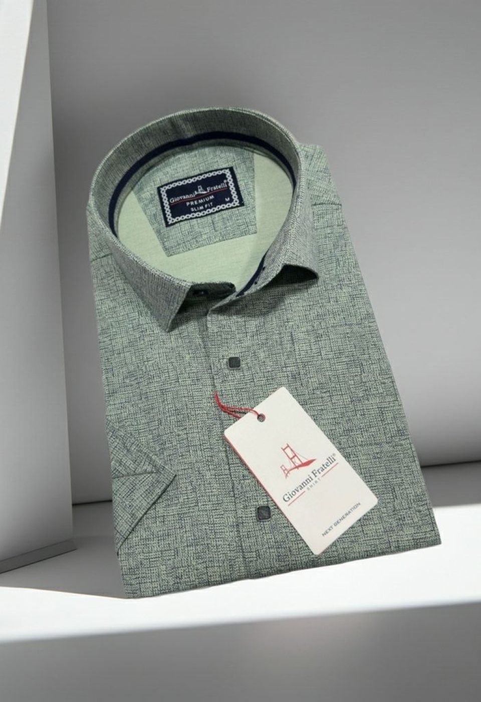 Slim Fit Kısa Kol Desenli Erkek Gömlek 3GMK321136006