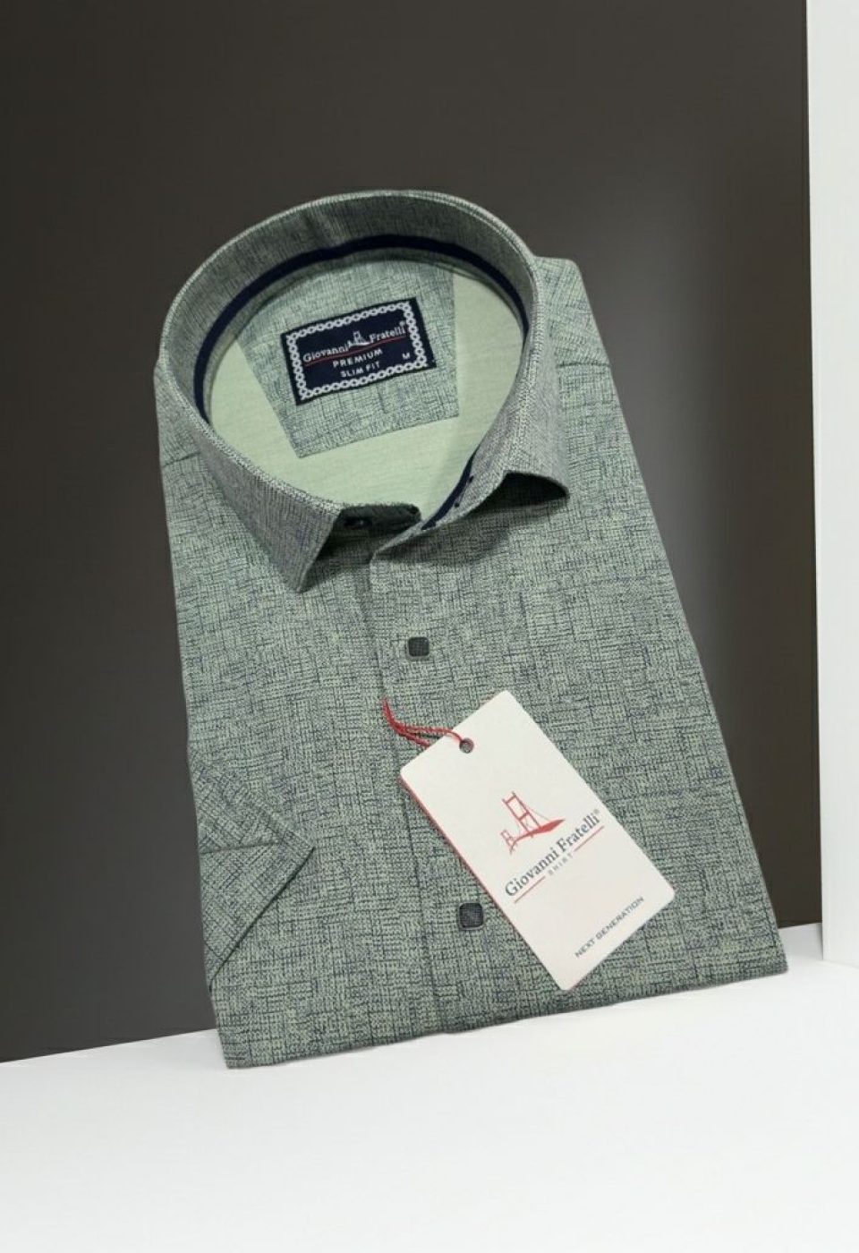 Slim Fit Kısa Kol Desenli Erkek Gömlek 3GMK321136006