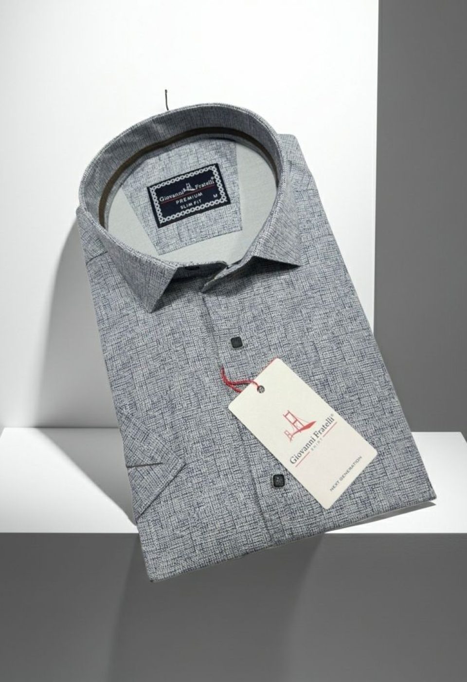 Slim Fit Kısa Kol Desenli Erkek Gömlek 3GMK321136007