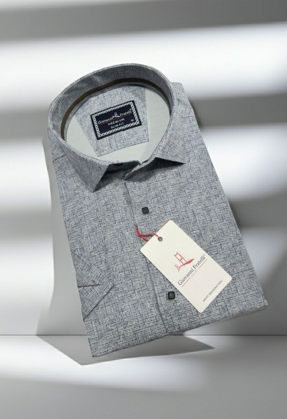 Slim Fit Kısa Kol Desenli Erkek Gömlek 3GMK321136007