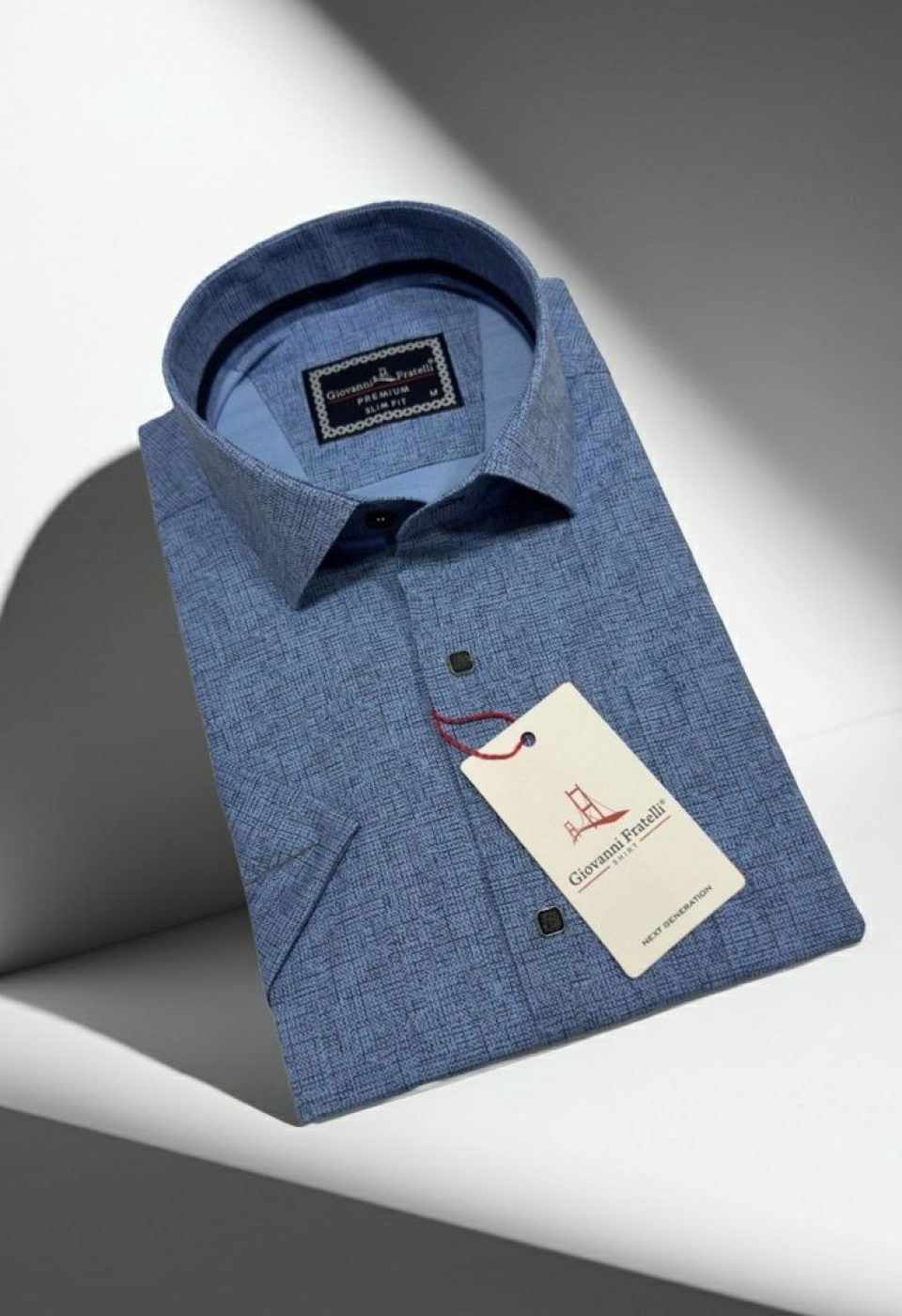 Slim Fit Kısa Kol Desenli Erkek Gömlek 3GMK321136009