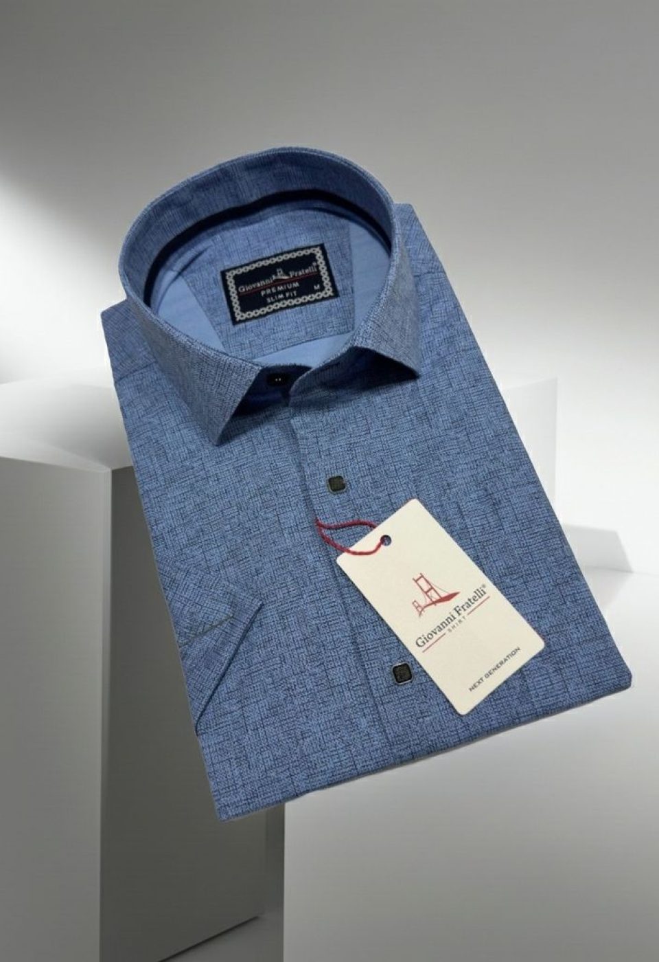 Slim Fit Kısa Kol Desenli Erkek Gömlek 3GMK321136009
