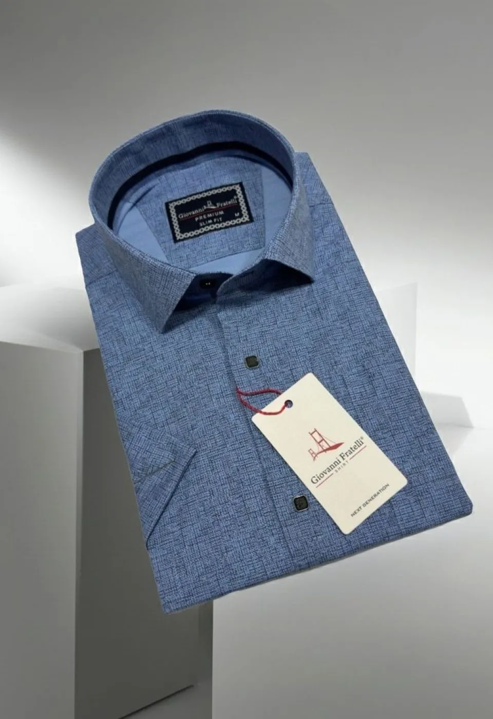 Slim Fit Kısa Kol Desenli Erkek Gömlek 3GMK321136009