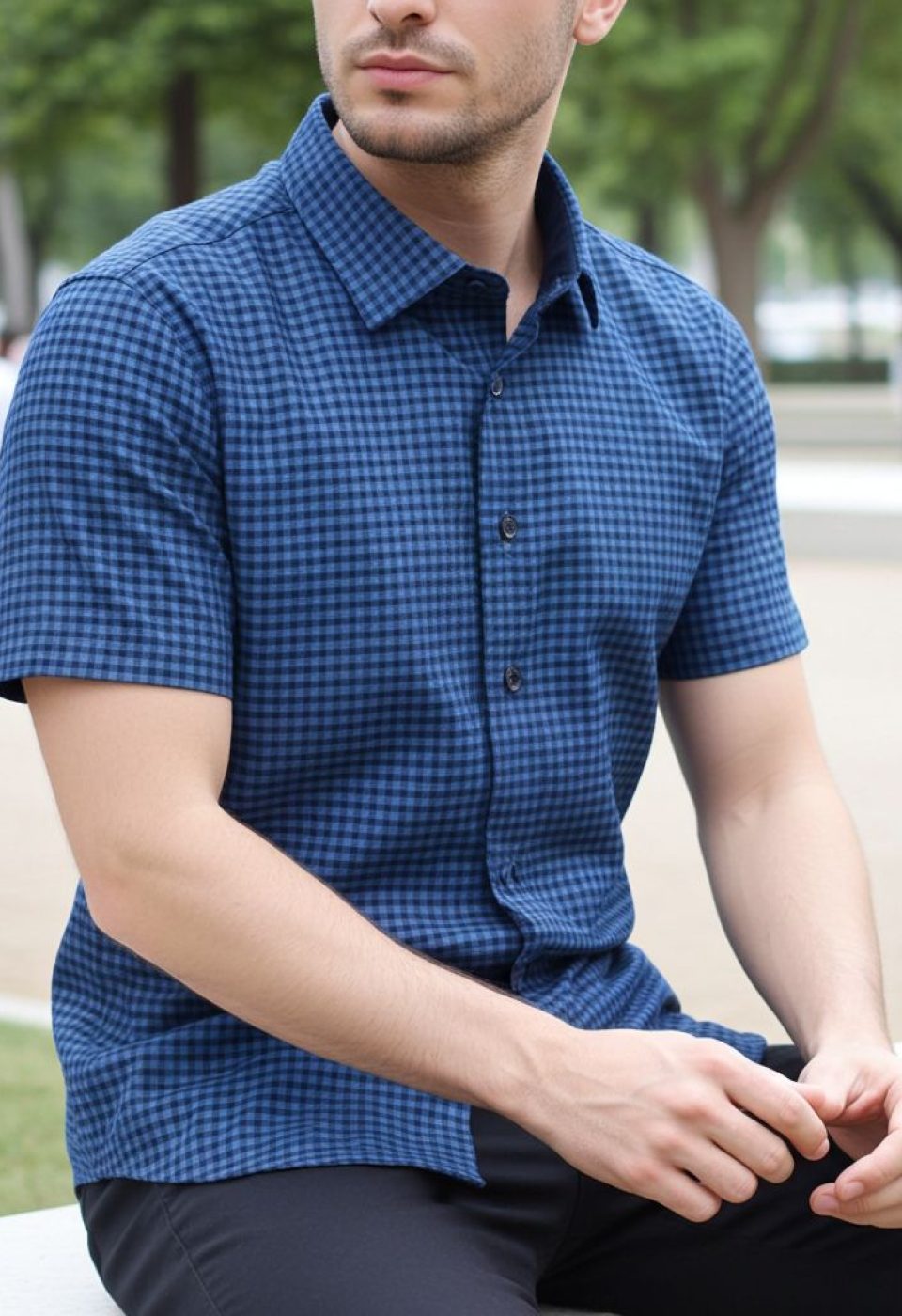 Slim Fit Kısa Kol Desenli Erkek Gömlek 3GMK321137004