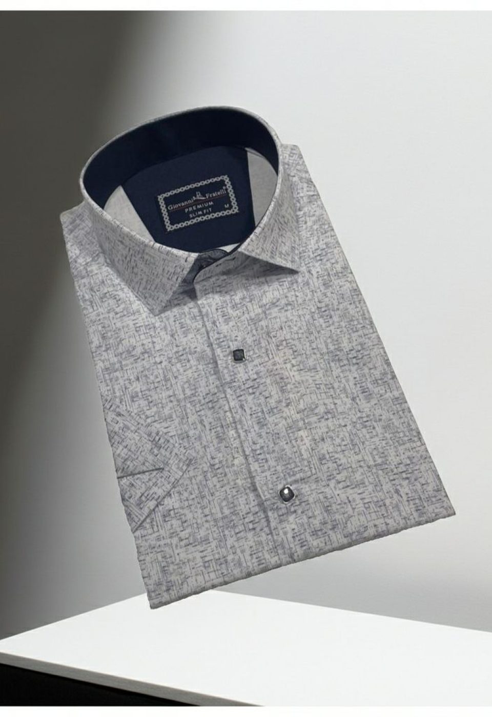 Slim Fit Kısa Kol Desenli Erkek Gömlek 3GMK321138001