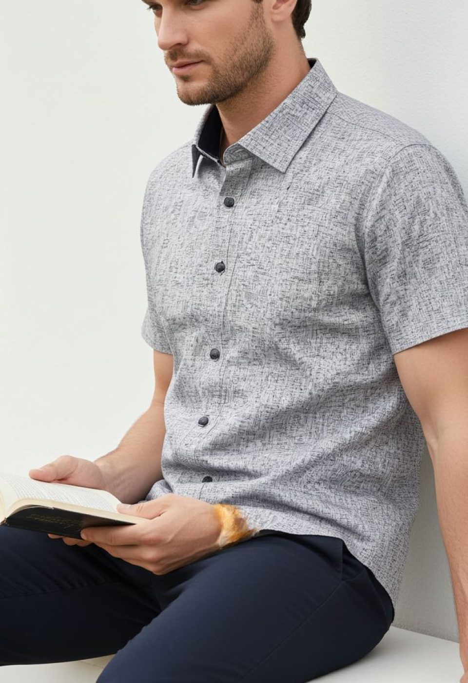 Slim Fit Kısa Kol Desenli Erkek Gömlek 3GMK321138001 - Giovanni Fratelli