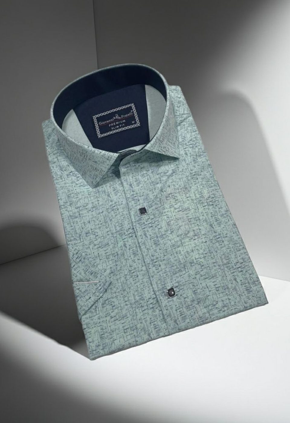 Slim Fit Kısa Kol Desenli Erkek Gömlek 3GMK321138002