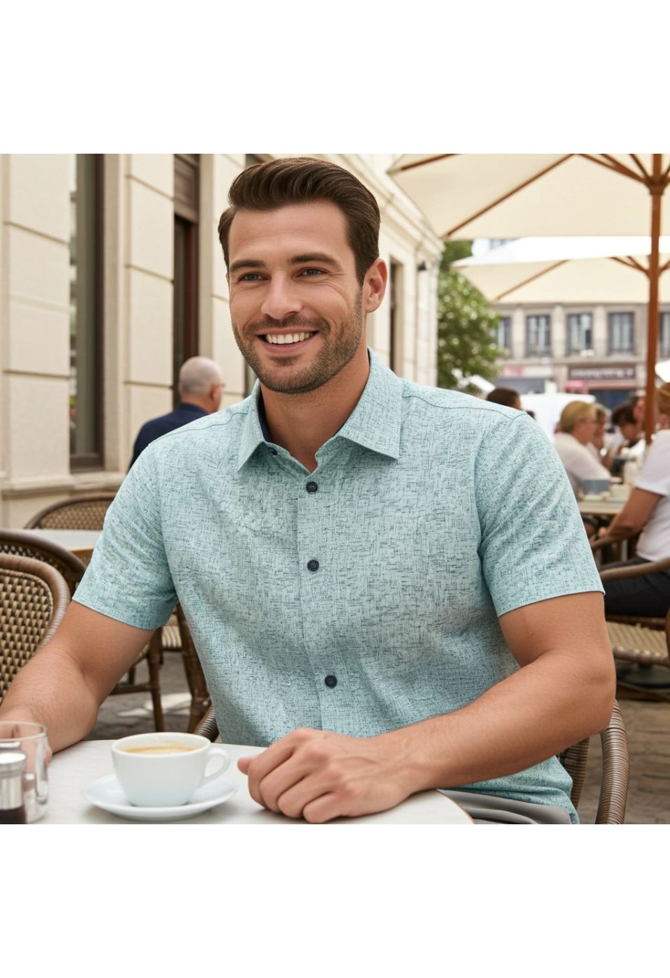 Slim Fit Kısa Kol Desenli Erkek Gömlek 3GMK321138002 - Giovanni Fratelli