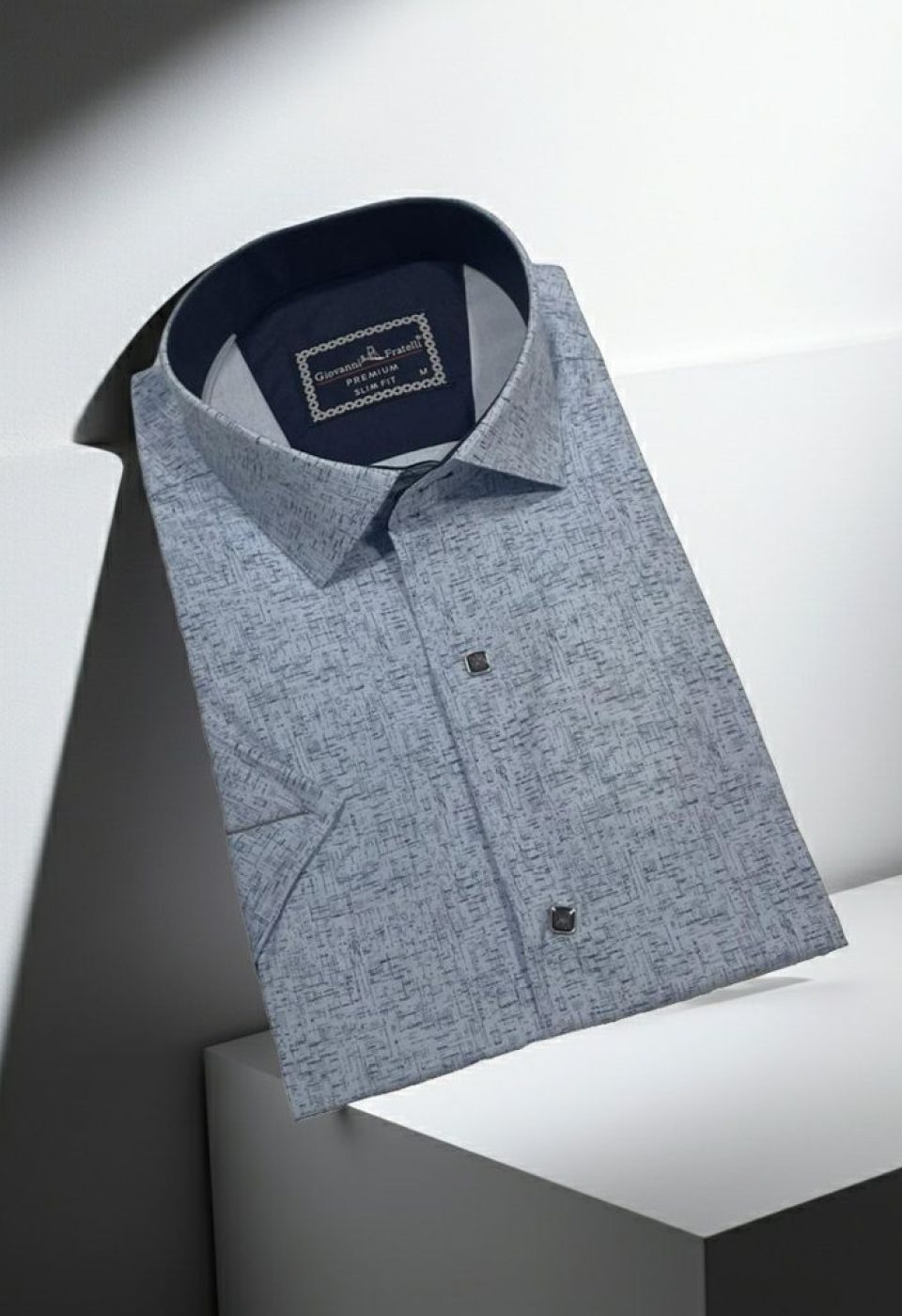 Slim Fit Kısa Kol Desenli Erkek Gömlek 3GMK321138003