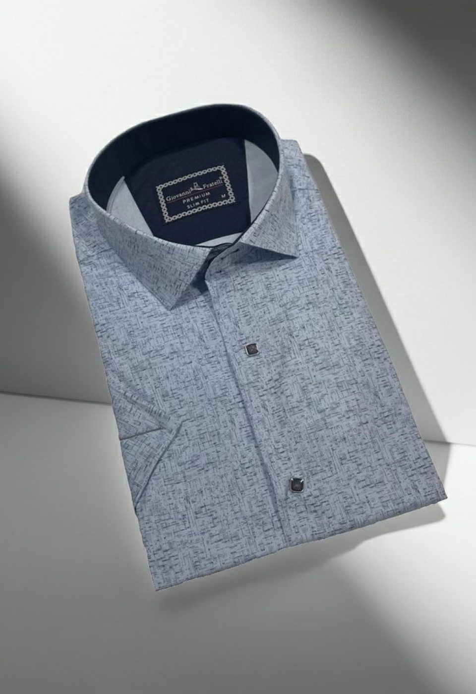 Slim Fit Kısa Kol Desenli Erkek Gömlek 3GMK321138003