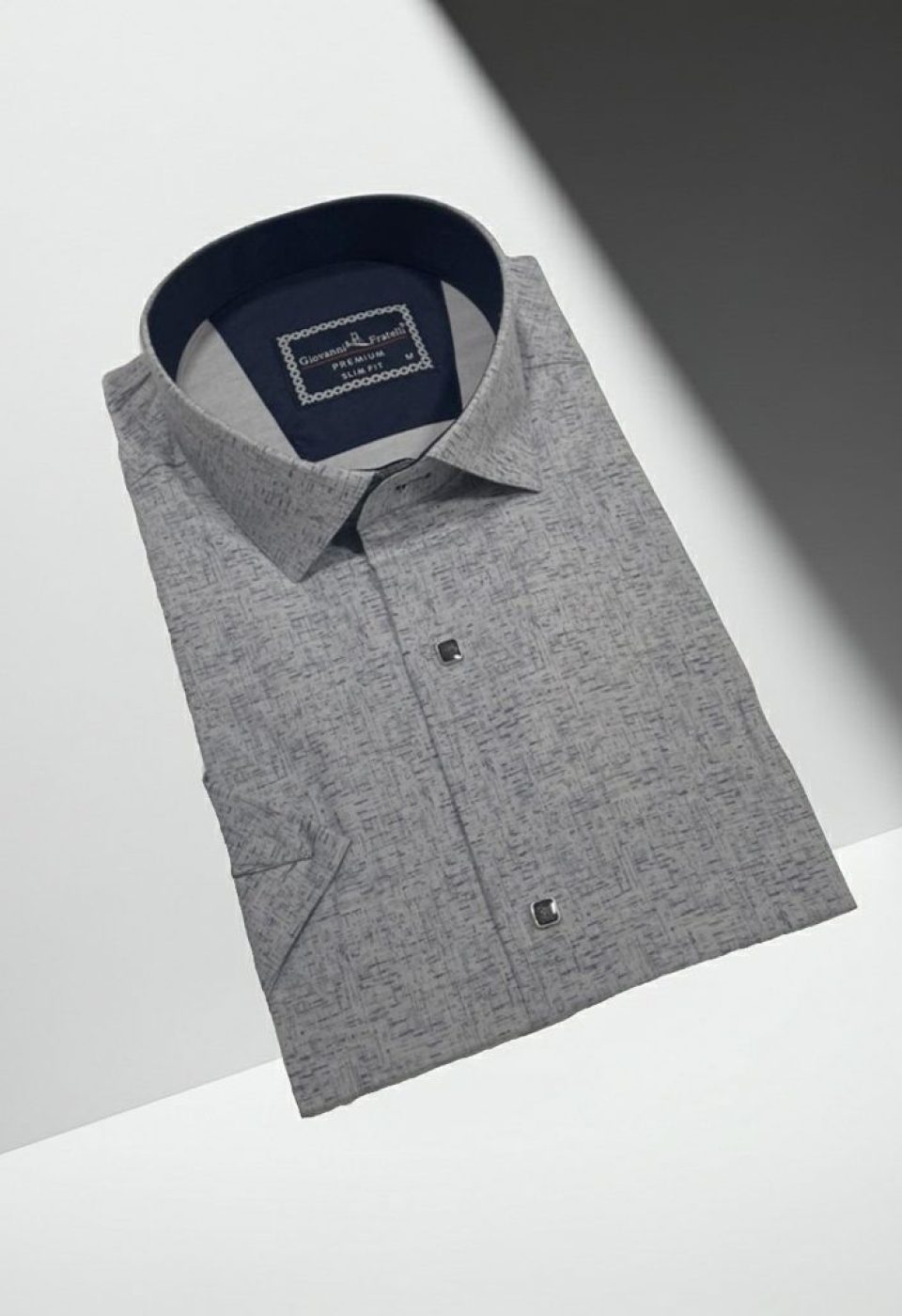 Slim Fit Kısa Kol Desenli Erkek Gömlek 3GMK321138004