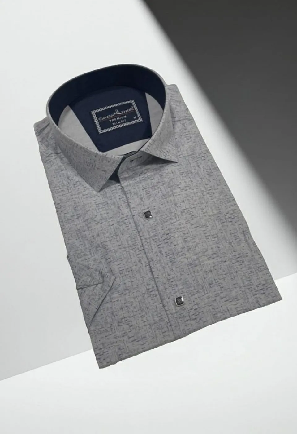 Slim Fit Kısa Kol Desenli Erkek Gömlek 3GMK321138004