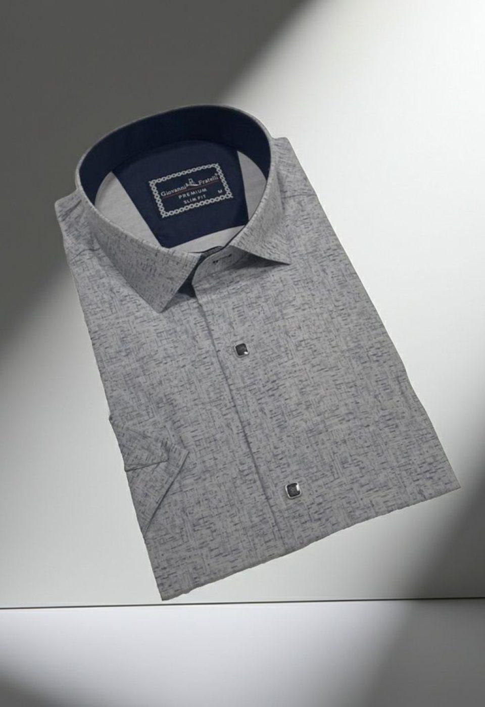 Slim Fit Kısa Kol Desenli Erkek Gömlek 3GMK321138004