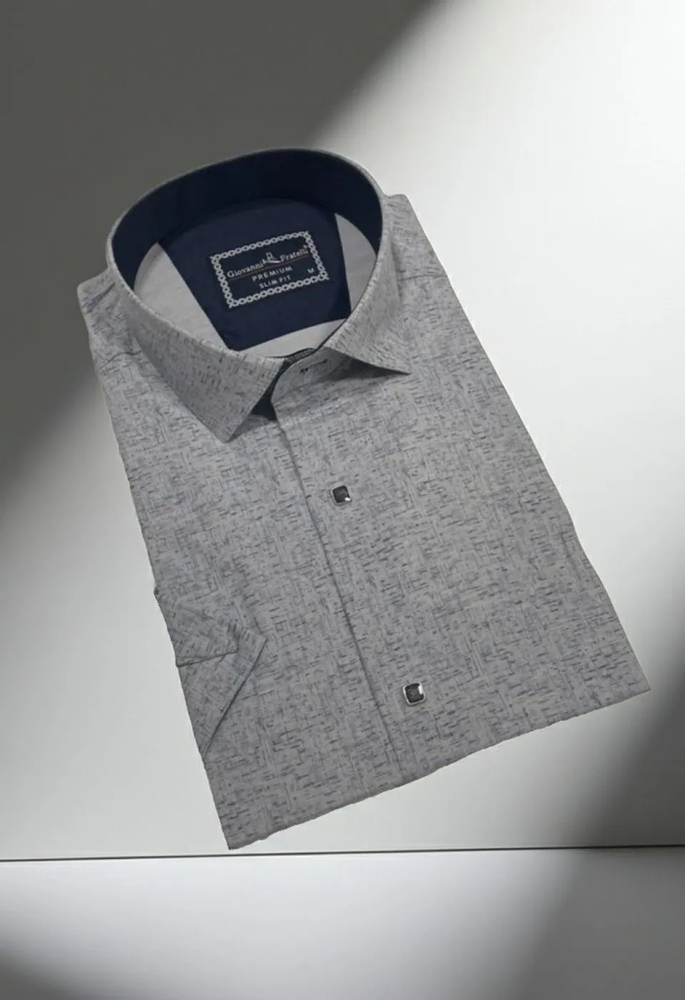 Slim Fit Kısa Kol Desenli Erkek Gömlek 3GMK321138004