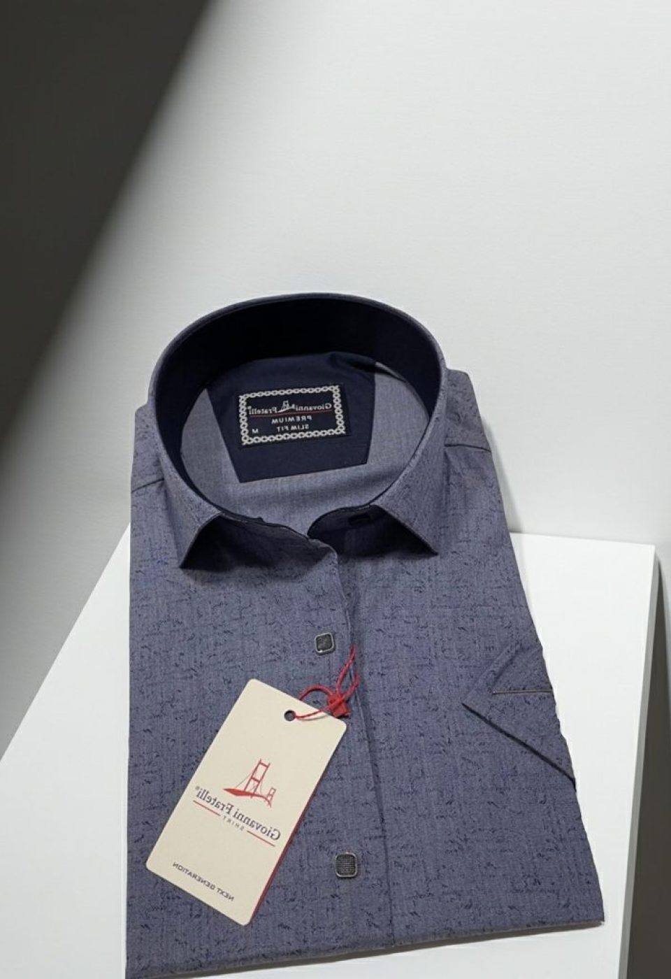 Slim Fit Kısa Kol Desenli Erkek Gömlek 3GMK321139003