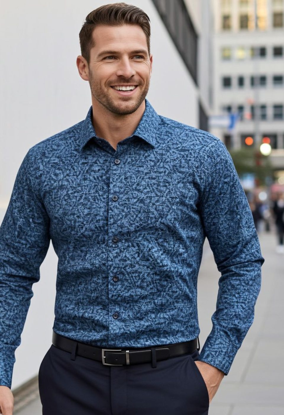 Slim Fit Uzun Kol Desenli Erkek Gömlek 3GMK311139006 Slim Fit Uzun Kol Desenli Erkek Gömlek 3GMK311139006
