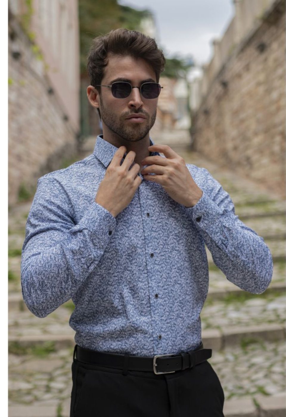 Slim Fit Uzun Kol Desenli Erkek Gömlek 3GMK311139007 - Giovanni Fratelli