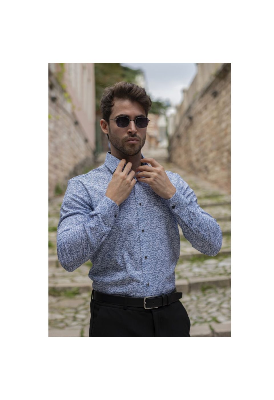 Slim Fit Uzun Kol Desenli Erkek Gömlek 3GMK311139007 - Giovanni Fratelli