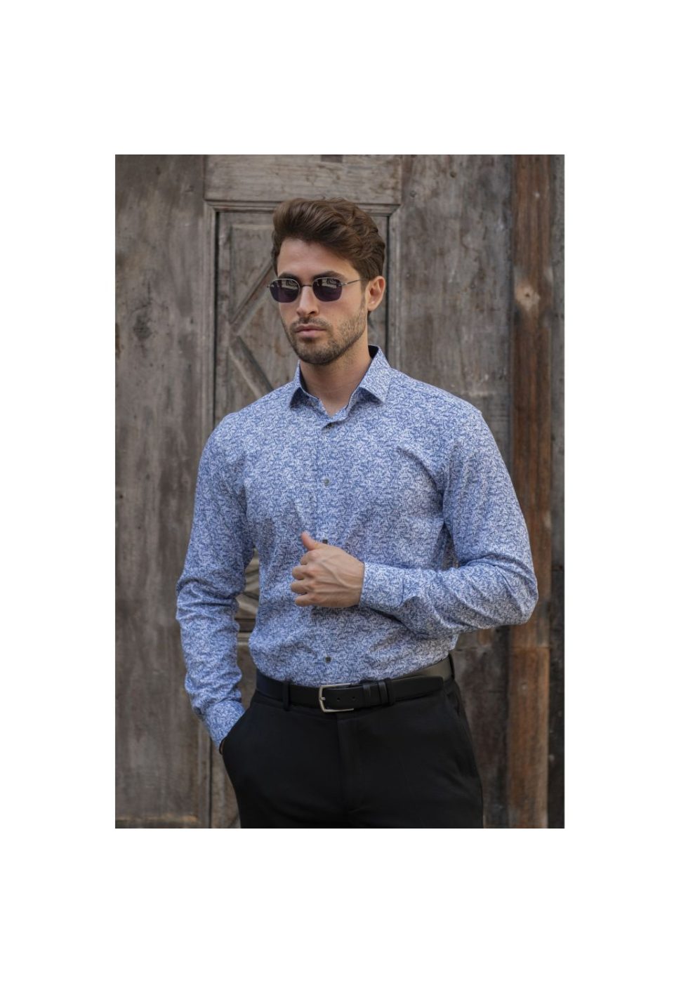 Slim Fit Uzun Kol Desenli Erkek Gömlek 3GMK311139007 - Giovanni Fratelli