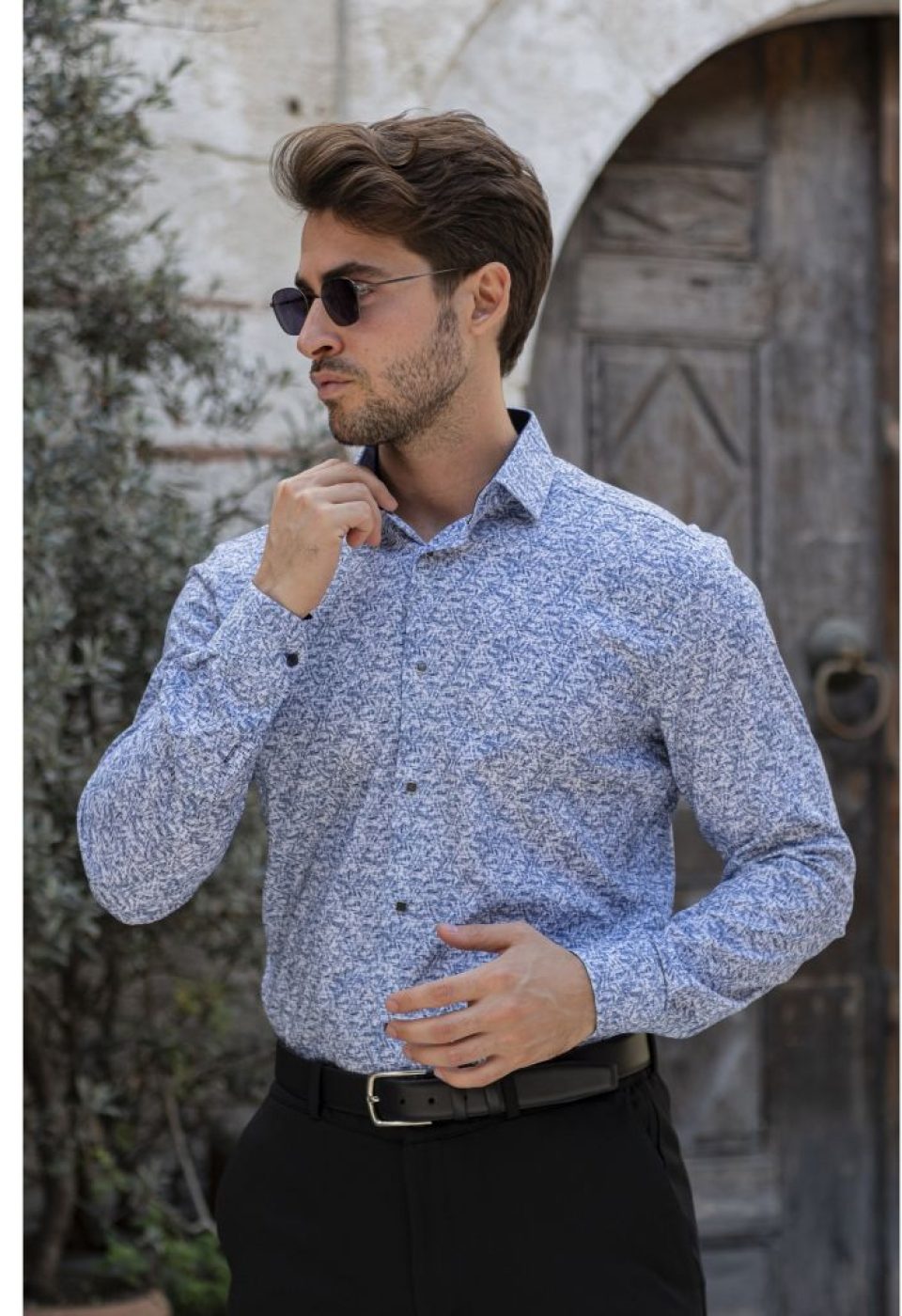 Slim Fit Uzun Kol Desenli Erkek Gömlek 3GMK311139007 - Giovanni Fratelli