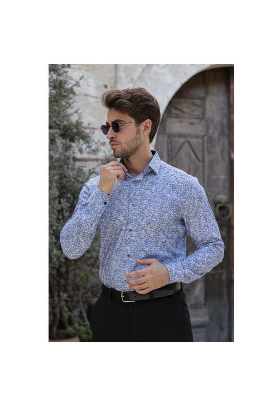 Slim Fit Uzun Kol Desenli Erkek Gömlek 3GMK311139007 - Giovanni Fratelli
