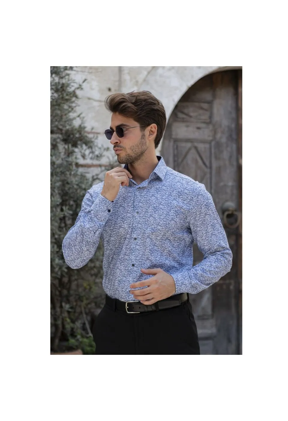 Slim Fit Uzun Kol Desenli Erkek Gömlek 3GMK311139007 - Giovanni Fratelli