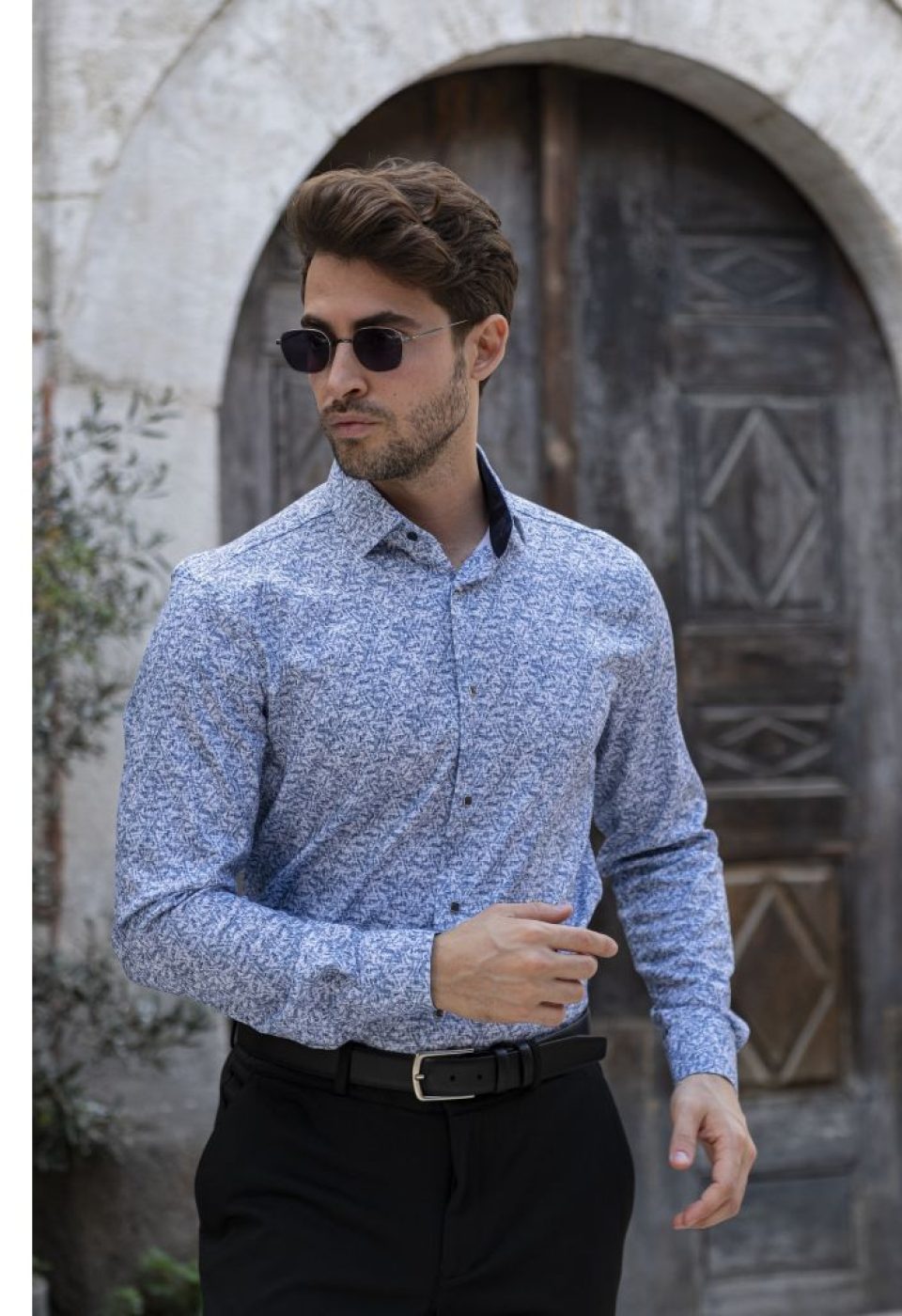 Slim Fit Uzun Kol Desenli Erkek Gömlek 3GMK311139007 - Giovanni Fratelli