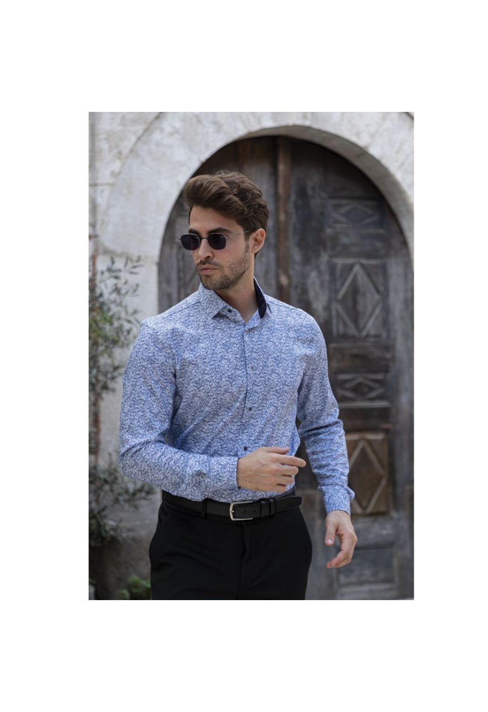Slim Fit Uzun Kol Desenli Erkek Gömlek 3GMK311139007 - Giovanni Fratelli
