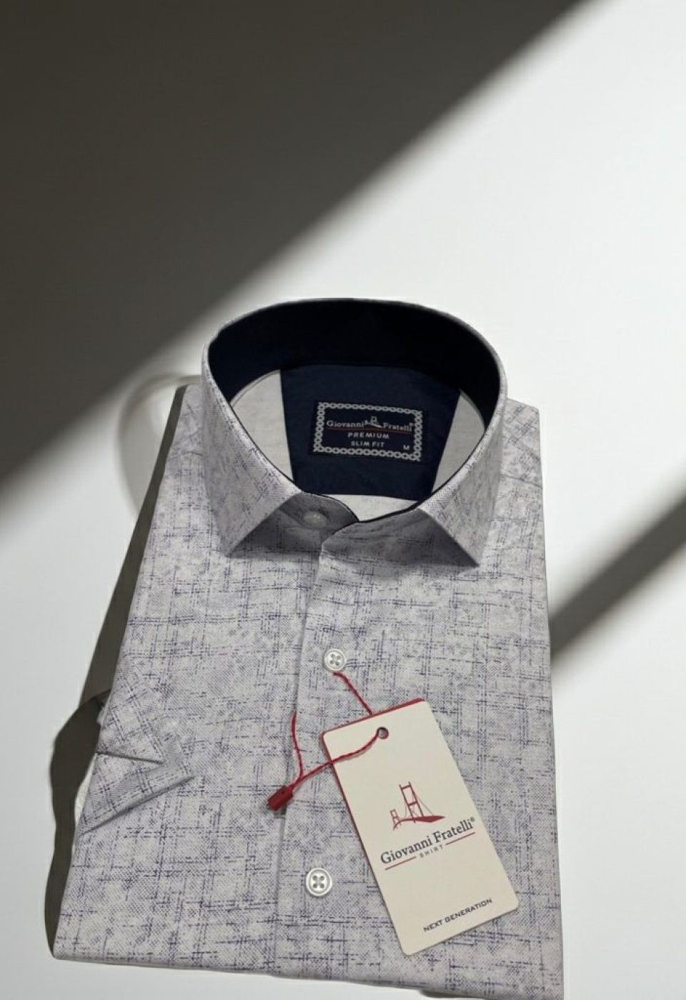 Slim Fit Kısa Kol Desenli Erkek Gömlek 3GMK321140001