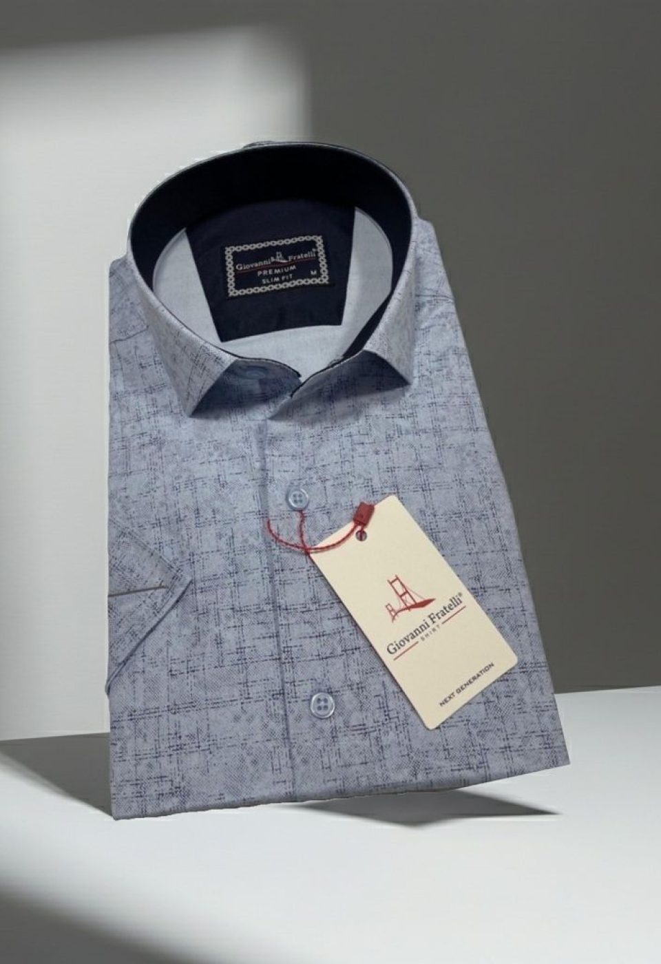 Slim Fit Kısa Kol Desenli Erkek Gömlek 3GMK321140002