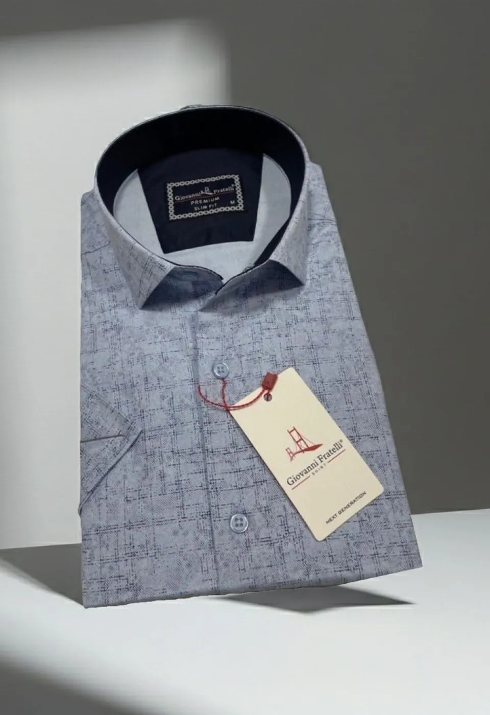 Slim Fit Kısa Kol Desenli Erkek Gömlek 3GMK321140002