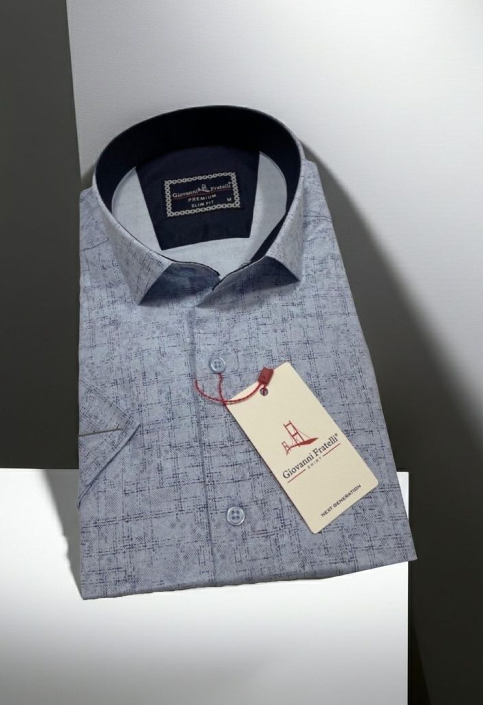 Slim Fit Kısa Kol Desenli Erkek Gömlek 3GMK321140002