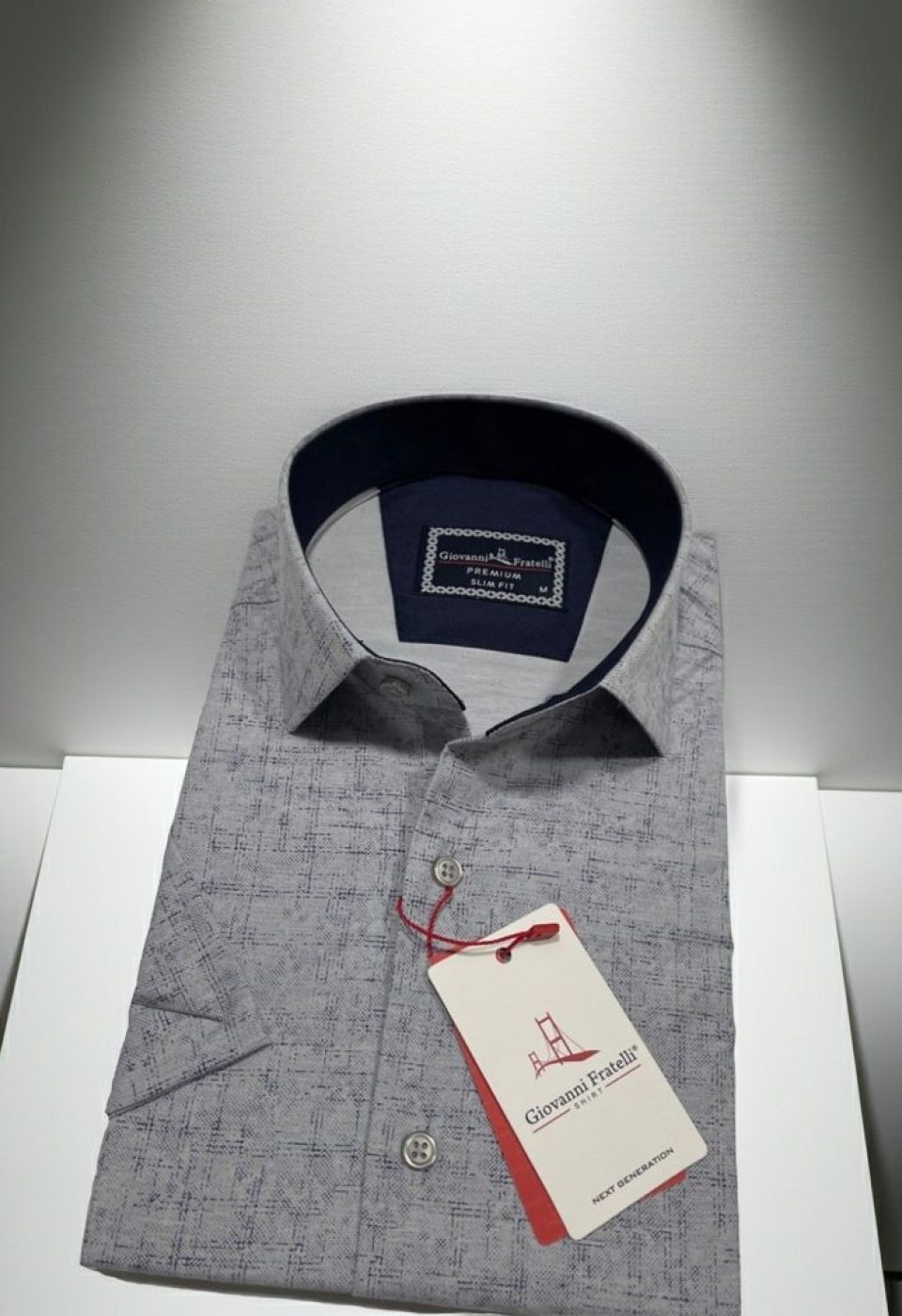 Slim Fit Kısa Kol Desenli Erkek Gömlek 3GMK321140003