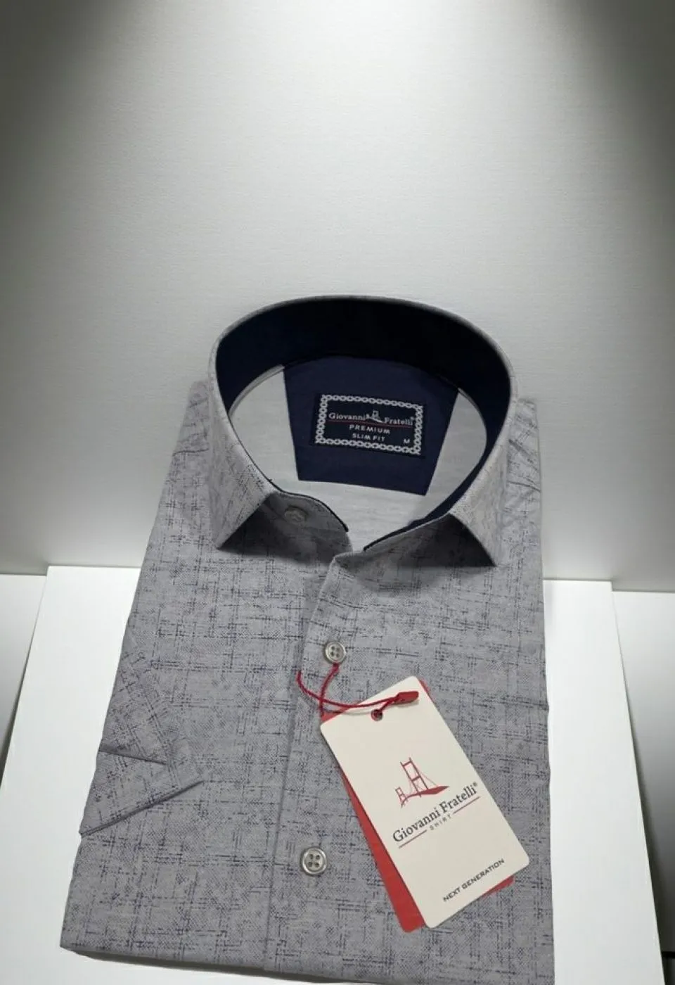 Slim Fit Kısa Kol Desenli Erkek Gömlek 3GMK321140003