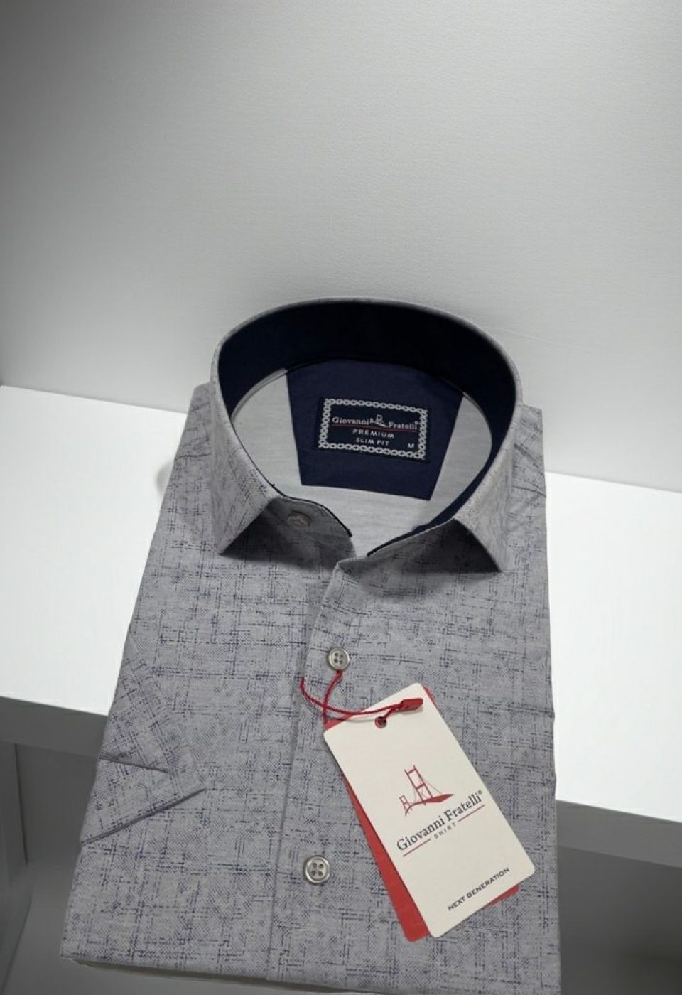 Slim Fit Kısa Kol Desenli Erkek Gömlek 3GMK321140003