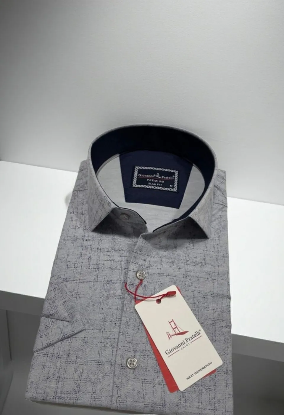 Slim Fit Kısa Kol Desenli Erkek Gömlek 3GMK321140003