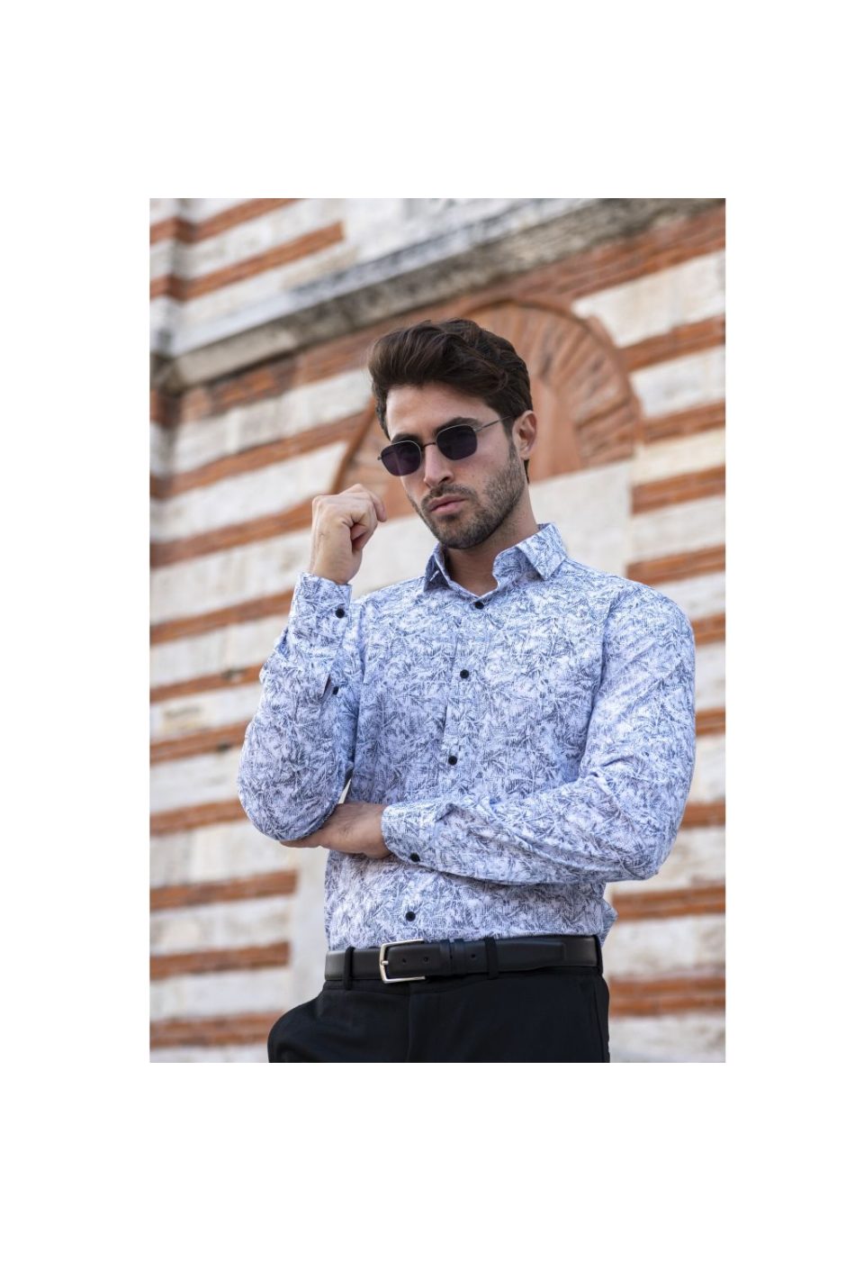 1140 CR KOT 001 Slim Fit Uzun Kol Desenli Erkek Gömlek 3GMK311140001 - Giovanni Fratelli