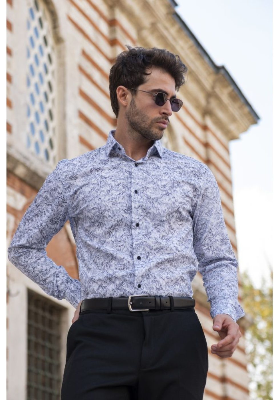 1140 CR KOT 001 Slim Fit Uzun Kol Desenli Erkek Gömlek 3GMK311140001 - Giovanni Fratelli