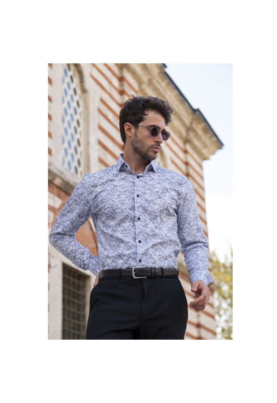 1140 CR KOT 001 Slim Fit Uzun Kol Desenli Erkek Gömlek 3GMK311140001 - Giovanni Fratelli