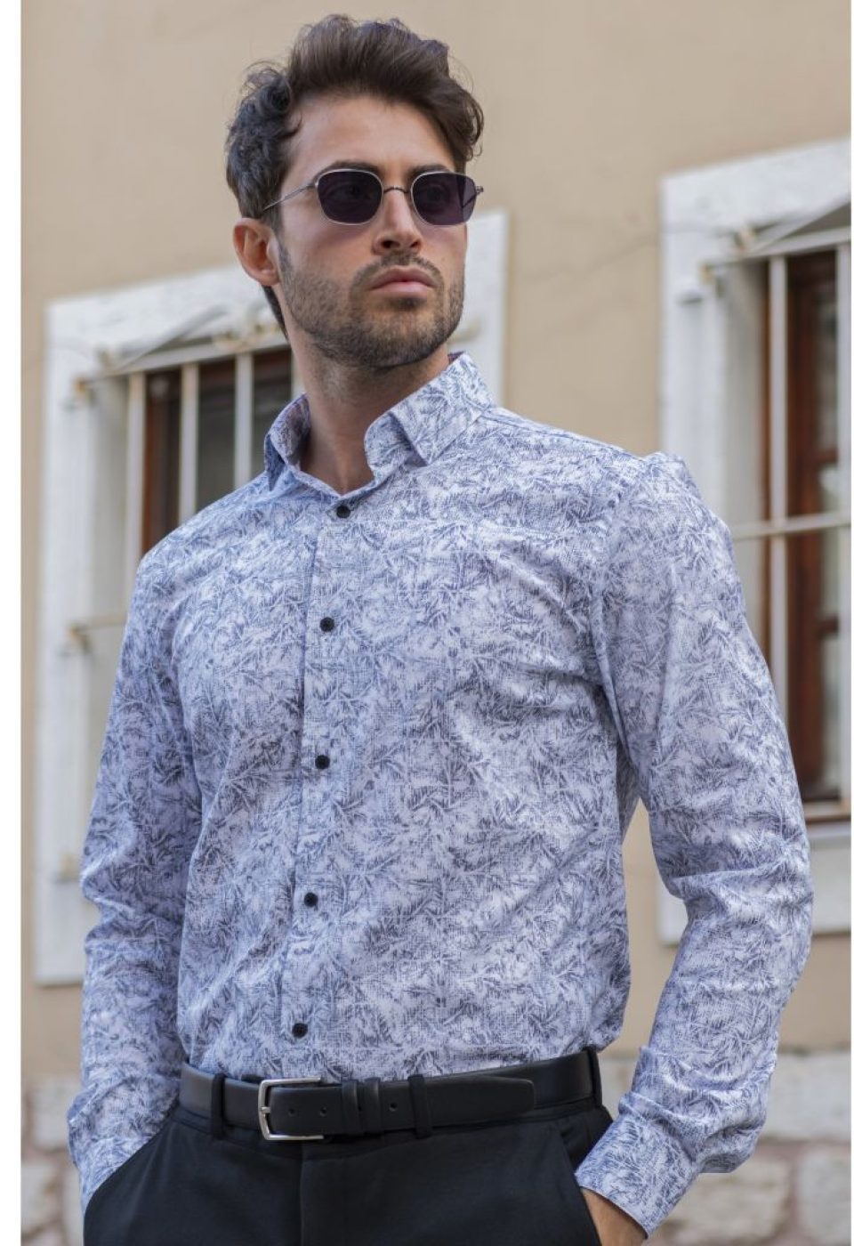 1140 CR KOT 001 Slim Fit Uzun Kol Desenli Erkek Gömlek 3GMK311140001 - Giovanni Fratelli