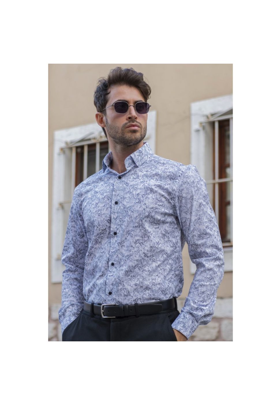 1140 CR KOT 001 Slim Fit Uzun Kol Desenli Erkek Gömlek 3GMK311140001 - Giovanni Fratelli