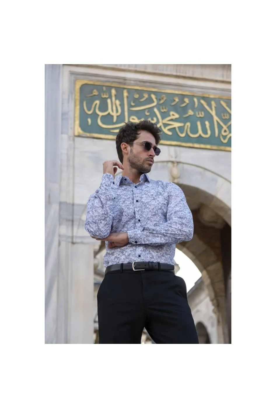 Slim Fit Uzun Kol Desenli Erkek Gömlek 3GMK311140001 - Giovanni Fratelli