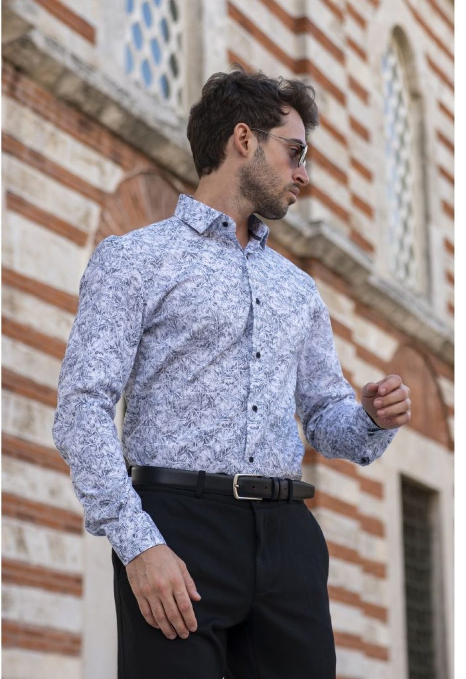 1140 CR KOT 001 Slim Fit Uzun Kol Desenli Erkek Gömlek 3GMK311140001 - Giovanni Fratelli