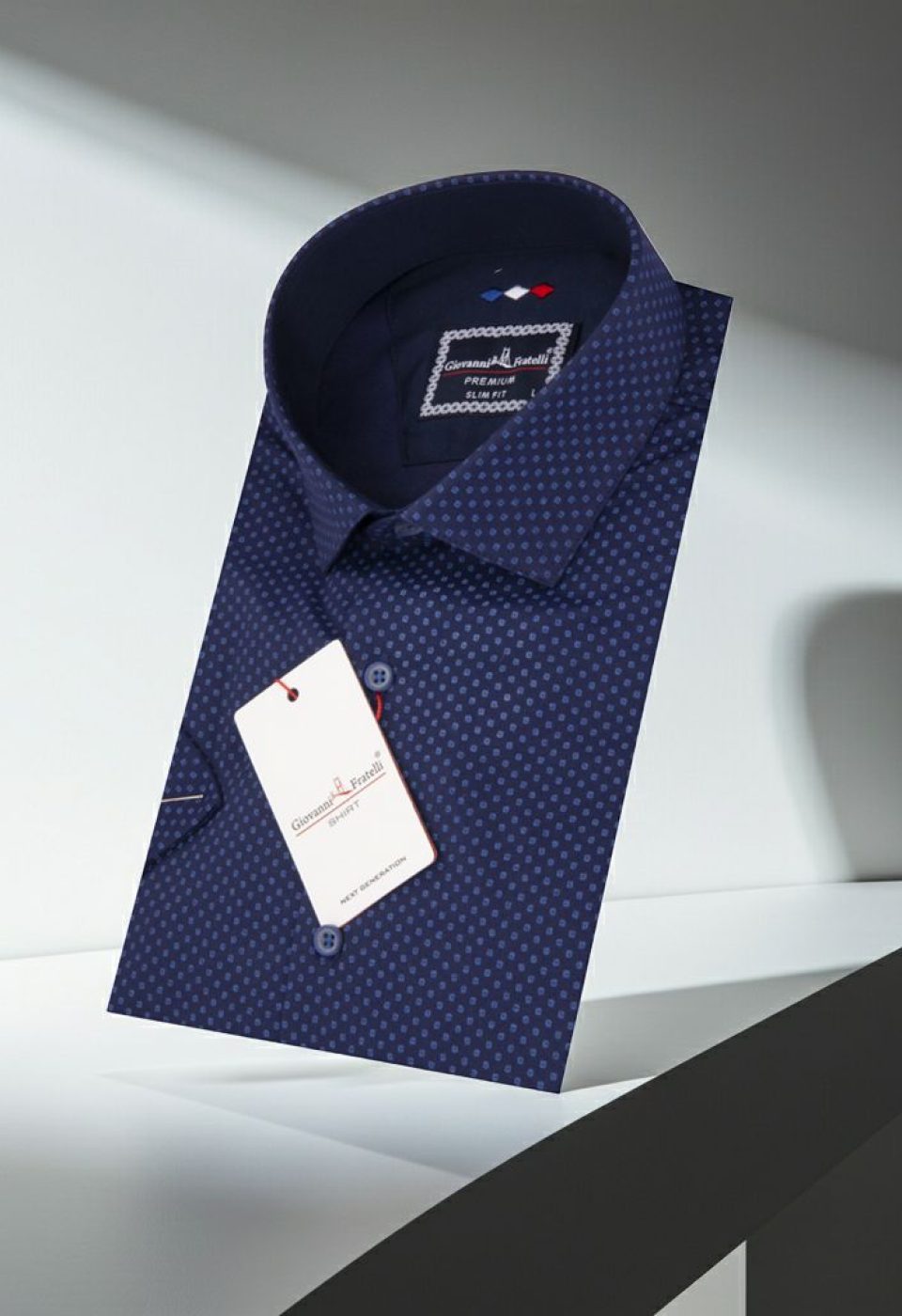 Slim Fit Kısa Kol Desenli Saten Erkek Gömlek 3GMK311143004