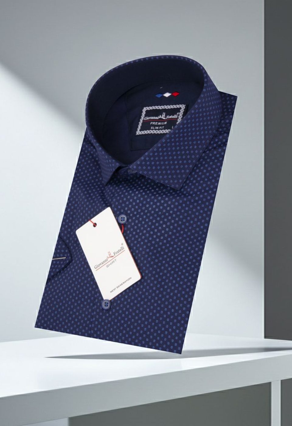 Slim Fit Kısa Kol Desenli Saten Erkek Gömlek 3GMK311143004