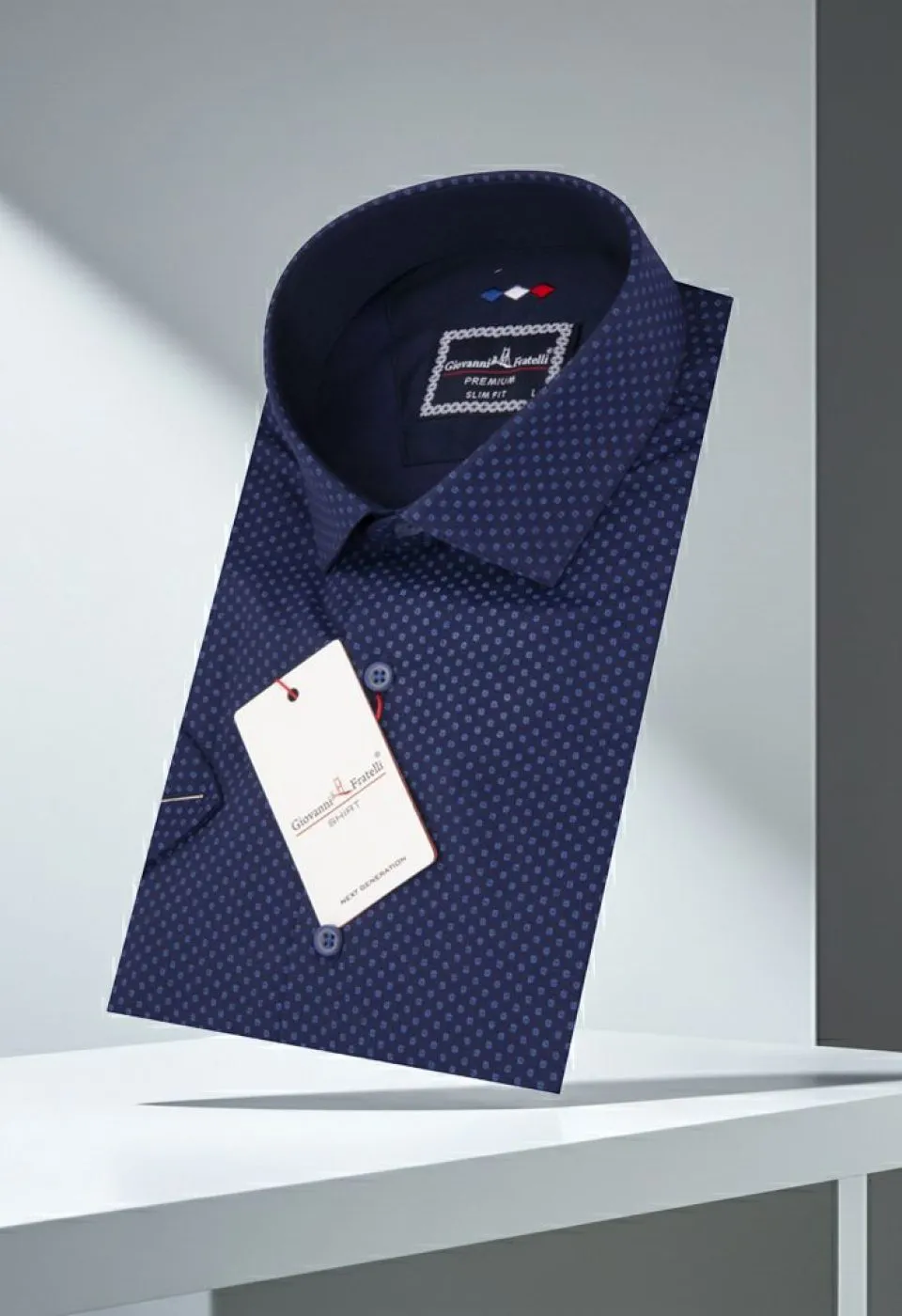 Slim Fit Kısa Kol Desenli Saten Erkek Gömlek 3GMK311143004
