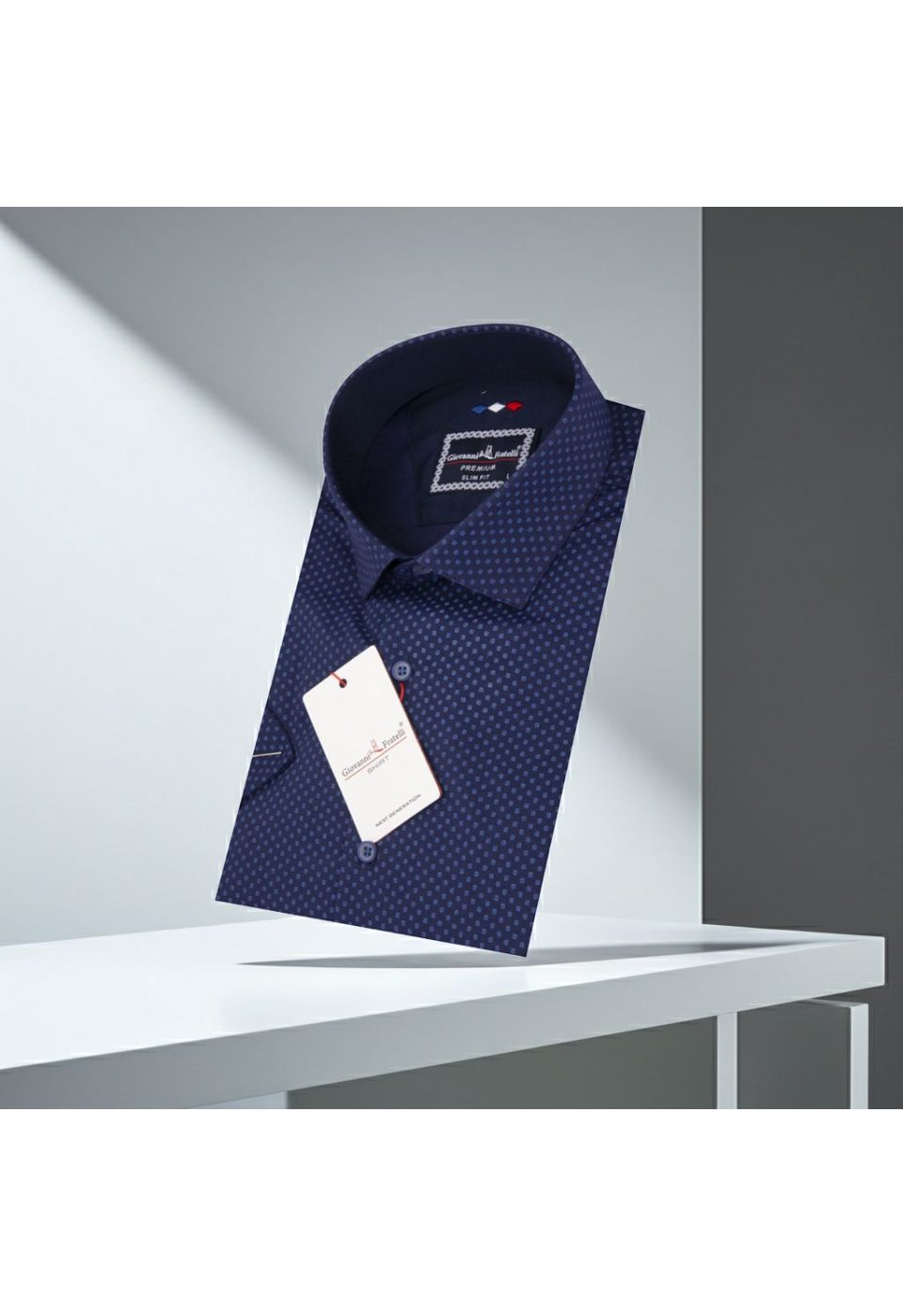 Slim Fit Kısa Kol Desenli Saten Erkek Gömlek 3GMK311143004 - Giovanni Fratelli