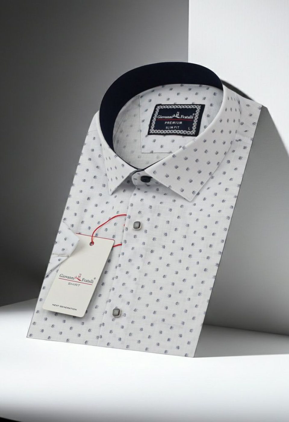 Slim Fit Kısa Kol Desenli Erkek Gömlek 3GMK311147001