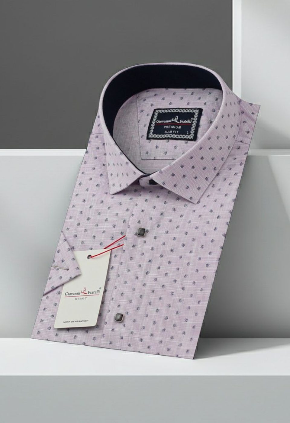 Slim Fit Kısa Kol Desenli Erkek Gömlek 3GMK311147004